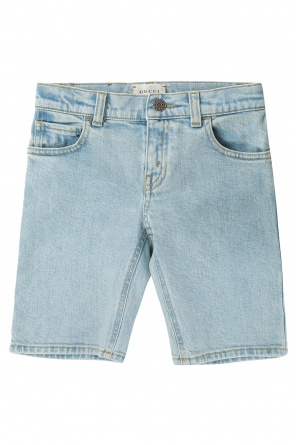 Patched denim shorts, zdjęcie 1 Patched denim shorts od Gucci Kids